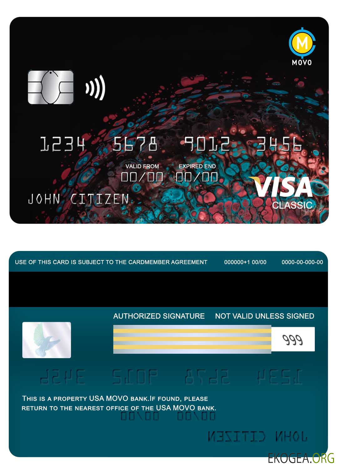 Carte classique visa bancaire USA MOVO